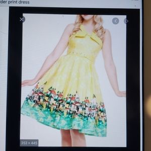 Lindy Bop Venice border print halter dress